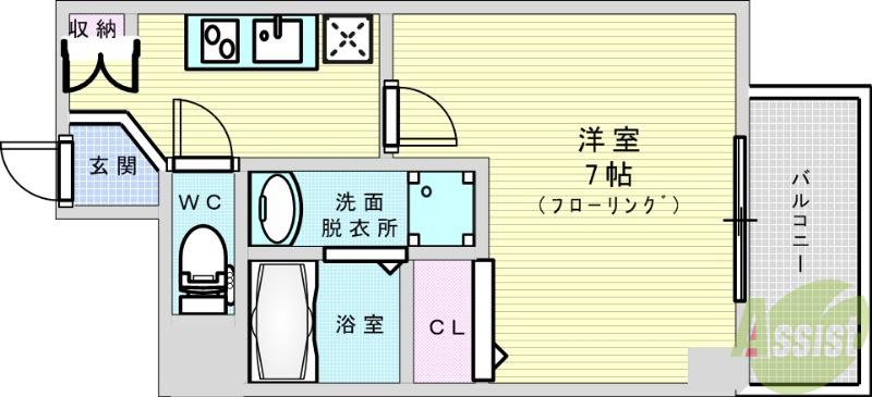 ラ・ヴィ江坂イースト(1K/6階)の間取り写真