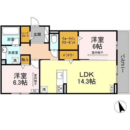セイグレイス(2LDK/2階)の間取り写真