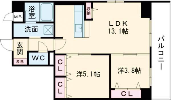パークヒル新石切(2LDK/2階)の間取り写真