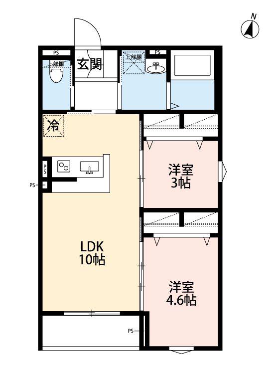 ROBOT HOME 新田(2LDK/3階)の間取り写真