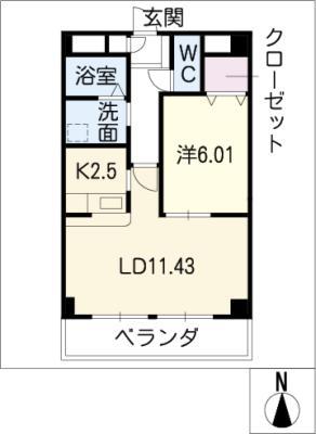 RIVERBLE檀渓(1LDK/3階)の間取り写真