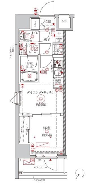 クレイシアIDZ川崎ザ・テラス(1DK/5階)の間取り写真