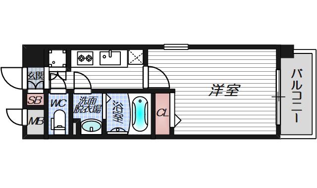 エスリードレジデンス大阪福島(1K/12階)の間取り写真
