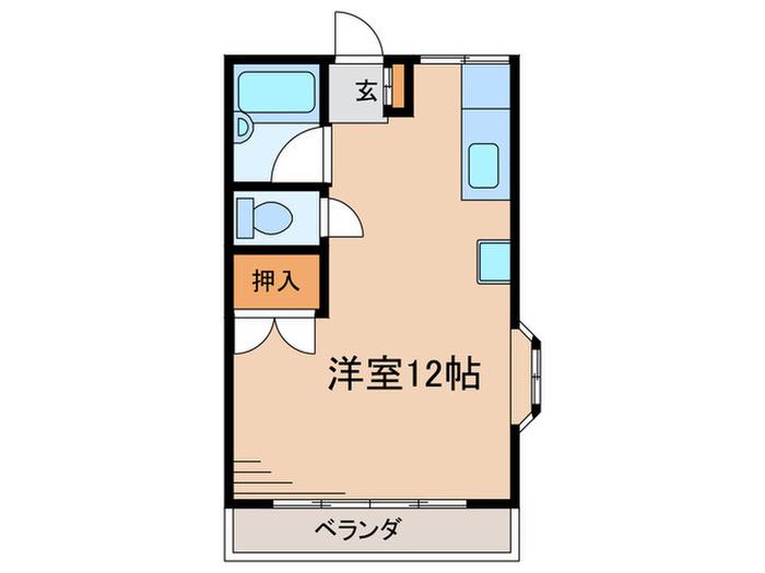 第2シルクハイツ角田(ワンルーム/2階)の間取り写真