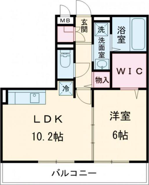 サニープレイス鶴崎(1LDK/2階)の間取り写真
