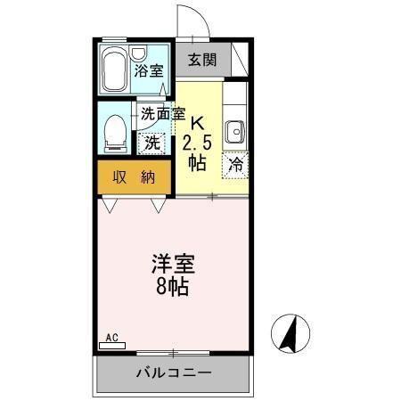 セジュールT・D(1K/2階)の間取り写真