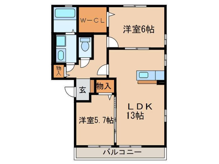 メープルハウス(2LDK/1階)の間取り写真
