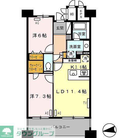 ロイヤルパークス西新井(2LDK/3階)の間取り写真