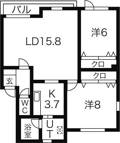 メゾンドコナ(2LDK/2階)の間取り写真