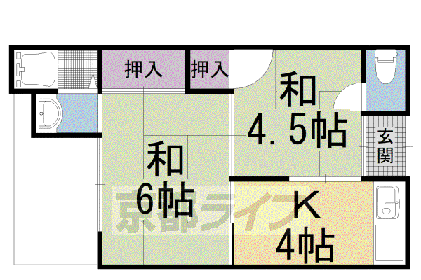 罧原荘(2K/2階)の間取り写真