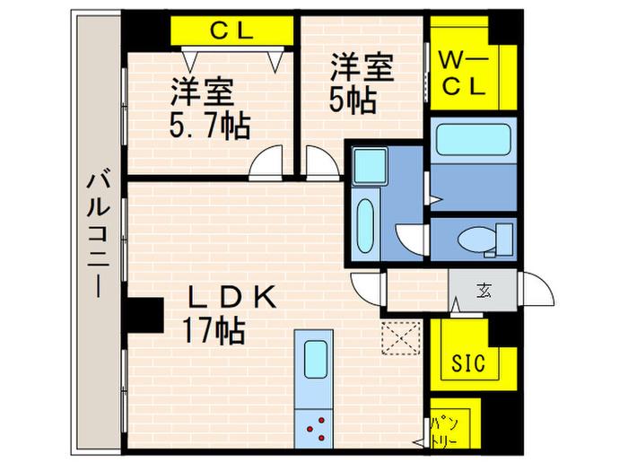 VILLA MARIA(2LDK/4階)の間取り写真