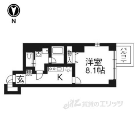 アスヴェル京都二条駅前(1K/7階)の間取り写真