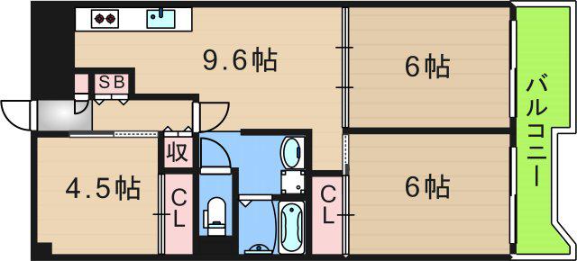 サンコーポラス南港27号棟(3LDK/8階)の間取り写真