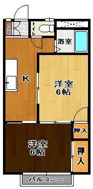 PAL五番館(2K/2階)の間取り写真