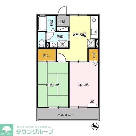 サンアーク(2K/2階)の間取り写真