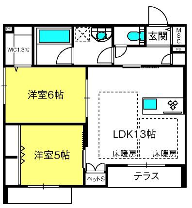イル・ラシーヌIV(2LDK/1階)の間取り写真