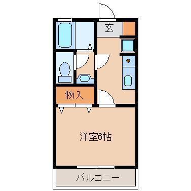 ハイグランディ知井宮 C(1K/1階)の間取り写真
