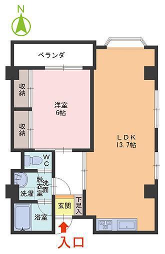 レーベンハイム二の宮(1LDK/2階)の間取り写真