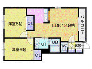 牧場壱番館(2LDK/1階)の間取り写真