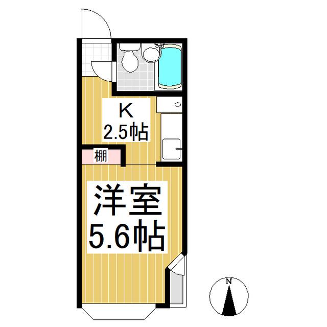ハイツ本郷A(ワンルーム/1階)の間取り写真