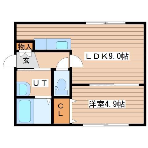 ハピネス発寒(1LDK/1階)の間取り写真