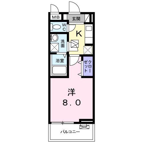 アビタシオンI(1K/1階)の間取り写真