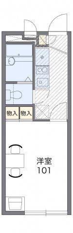 フロール市沢(1K/2階)の間取り写真
