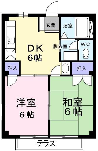 プラムヒルサワダ(2DK/2階)の間取り写真