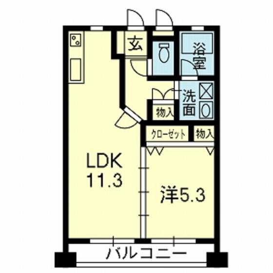 オーファス水前寺(1LDK/9階)の間取り写真
