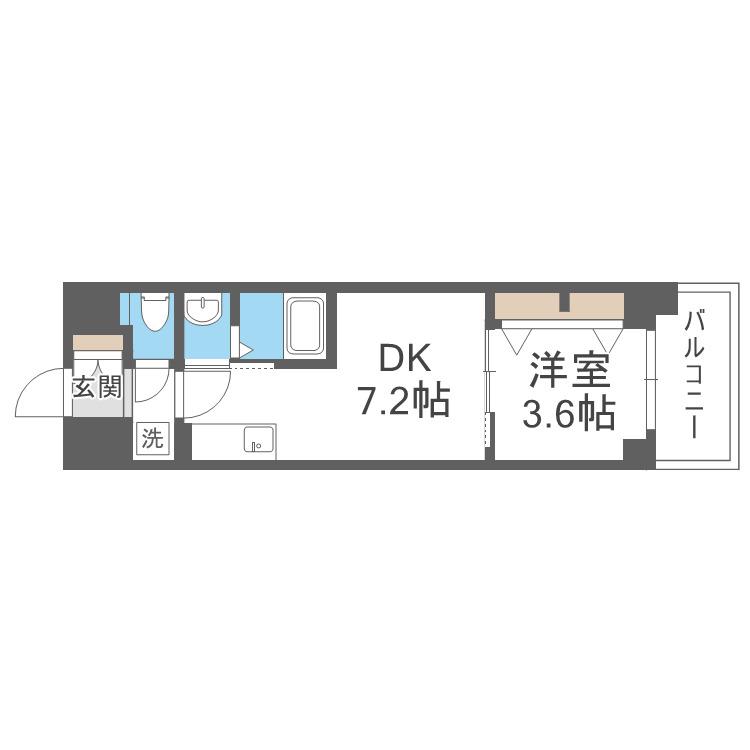 MAXIV CROS 江坂(1DK/3階)の間取り写真