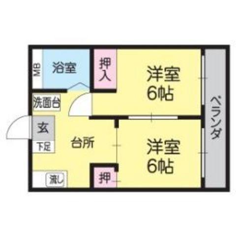 クレセント藤(2DK/2階)の間取り写真