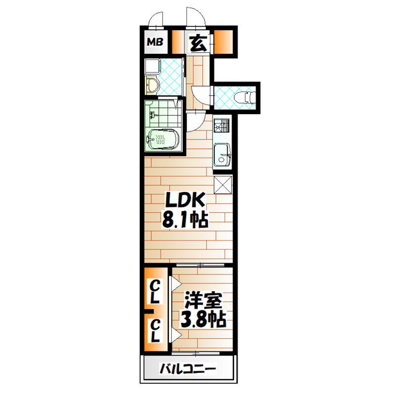 サンクレシア原町別院(1LDK/2階)の間取り写真