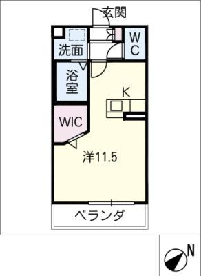 グローリアス四日市(ワンルーム/2階)の間取り写真