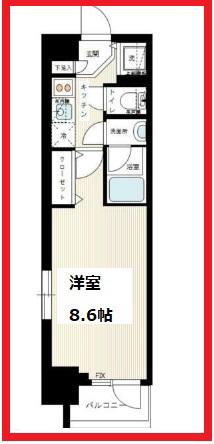 プレディアンスフォート錦糸町ハイズ(1K/4階)の間取り写真