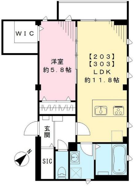 ラシーネ北新宿(1LDK/2階)の間取り写真