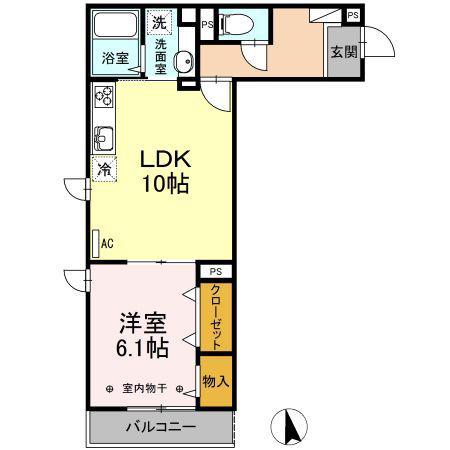 PLAGE(1LDK/1階)の間取り写真