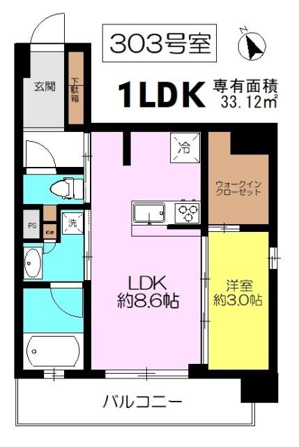 グランフォーレ立川(1LDK/3階)の間取り写真