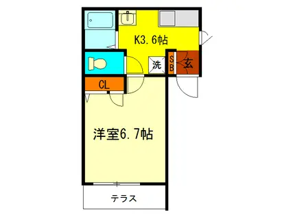 ドルチェ鷹の台(1K/1階)の間取り写真