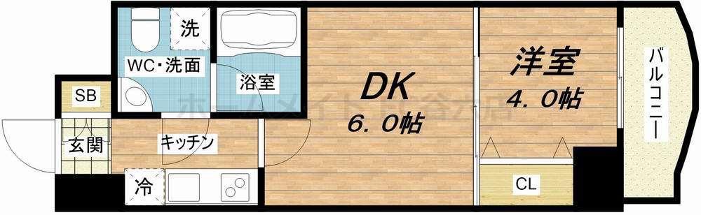 ミュプレ北浜イースト(1DK/7階)の間取り写真