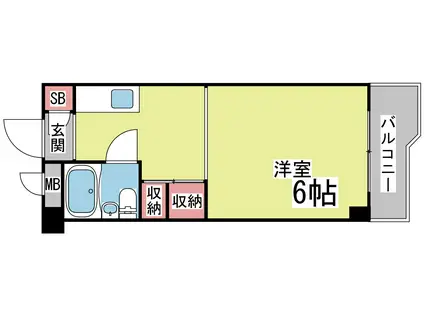 六甲澤山ヴィラ(1K/3階)の間取り写真