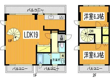 ル・シィエルド・ミサキ(2LDK/2階)の間取り写真