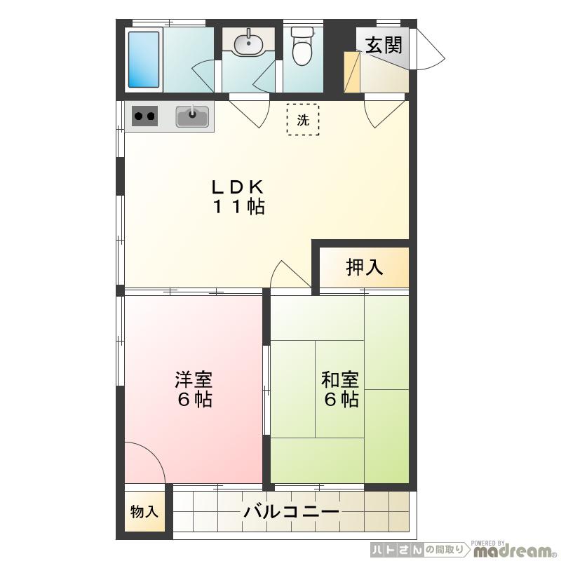 南立マンション(2DK/2階)の間取り写真