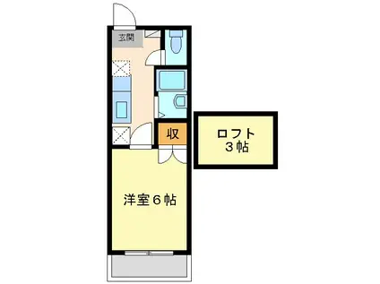 エスコート1(1K/2階)の間取り写真