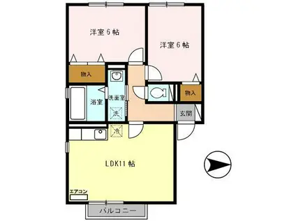 メゾン・ド・東通(2LDK/2階)の間取り写真