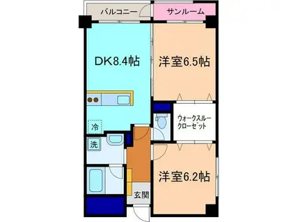 ジョルナーレ泉本町(2DK/2階)の間取り写真