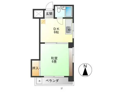 中延山本ビル(1DK/4階)の間取り写真