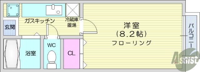 ホワイトキャッスル南小泉11番館(1K/1階)の間取り写真