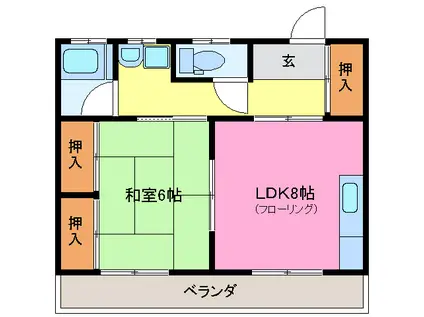 横井マンション(1DK/3階)の間取り写真