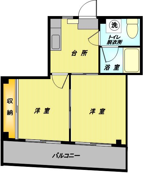 プレイス竹之内(2K/2階)の間取り写真