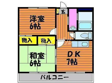 クオリティ東古松(2DK/1階)の間取り写真